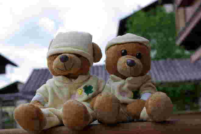 Teddys auf der Terasse