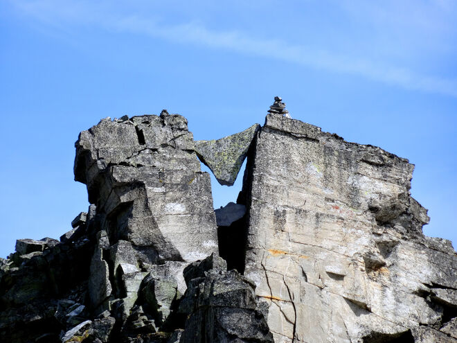 Klemmblock im Landeggkopf-Nordgipfel