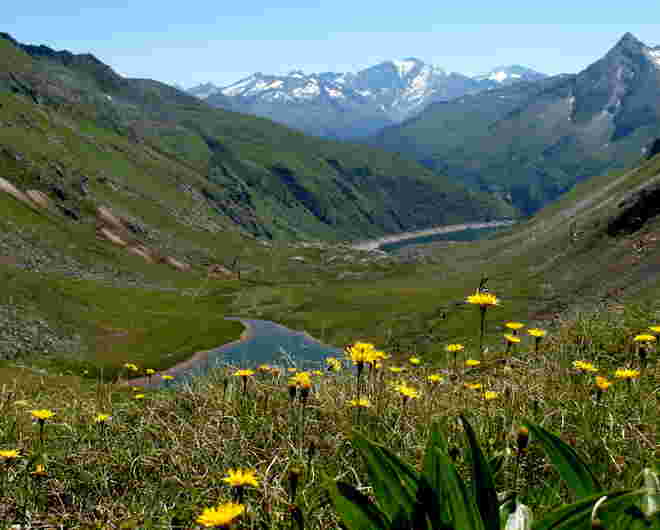 Blick auf die Bockhartseen von der Bockhartscharte