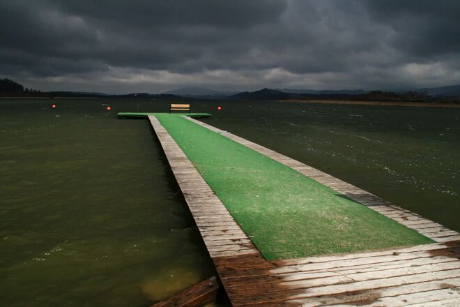 Der stürmische Wallersee heute Nachmittag...