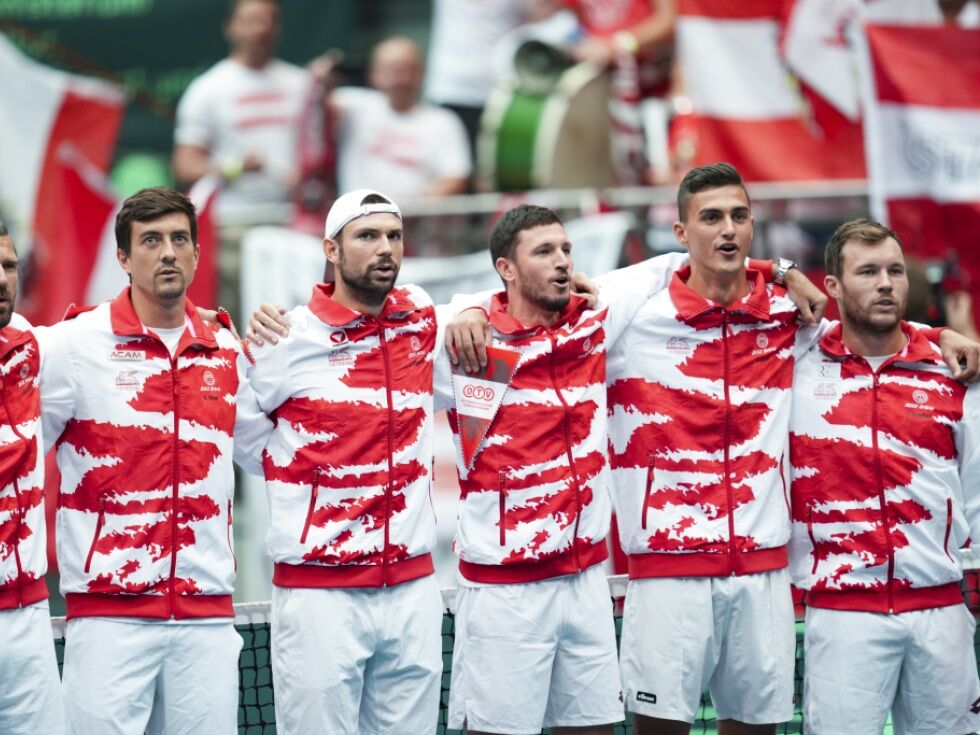 Avstrijska teniška ekipa v polni postavi proti Madžarski v Davisovem pokalu