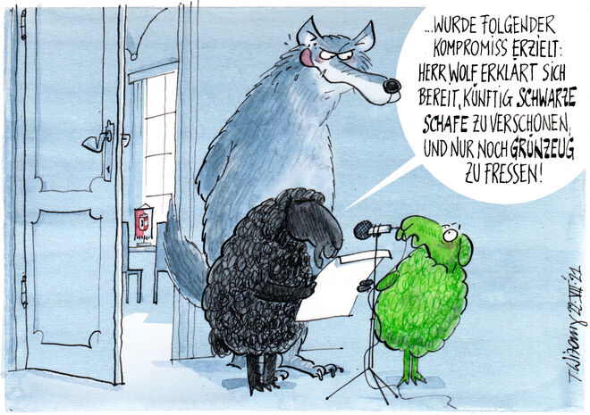 Schwarz-grüner Schafs-Gipfel . .  .