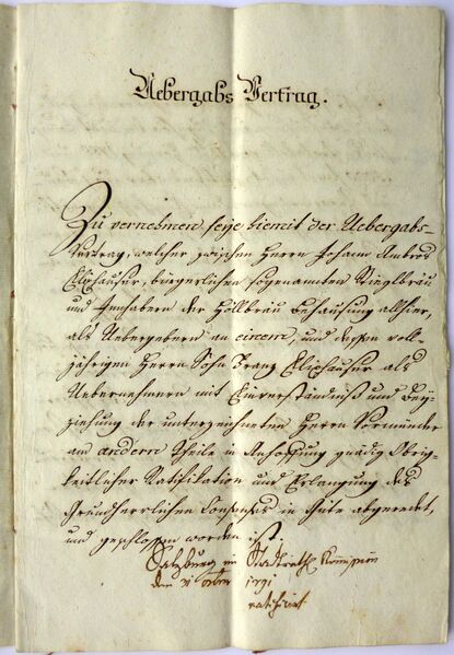 Datei:Übergabevertrag Elixhauser 10. Oktober 1791 1.JPG