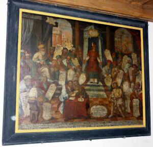 Bild mit Spruchtafeln in der Filialkirche Untereching.jpg