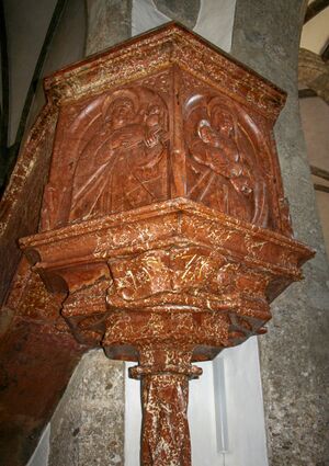 Pfarrkirche hl. Maria und Pankraz Kuchl Kanzel 01.JPG