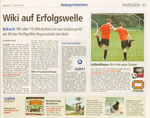 Salzburgwiki 10tausenster Artikel Beitrag in den SN.jpg