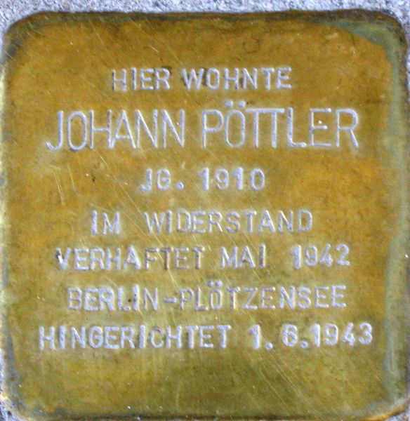 Datei:Stolperstein Johann Pöttler.jpg