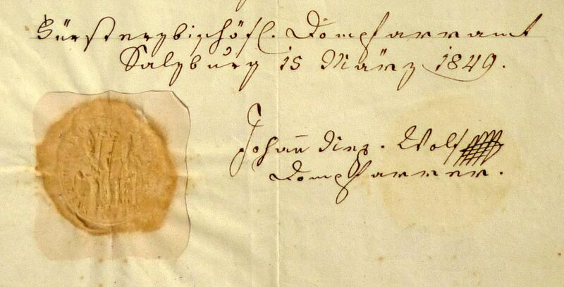 Datei:Unterschrift Dompfarrer Johann Nepomuk Wolf, 1849.JPG