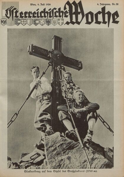 Datei:Großglockner Gipfelkreuz 1936.jpg