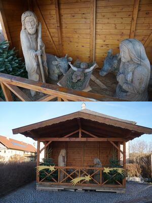 Weihnachtskrippe vor der Pfarrkirche in Köstendorf.jpg