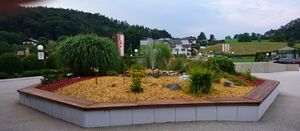 Blumeninsel mit Springbrunnen vor dem Rehazentrum in Großgmain.jpg
