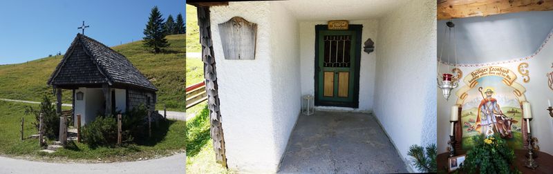 Datei:Collage Spielbergalmkapelle, Außenansicht, Eingang,Innenansicht.jpg