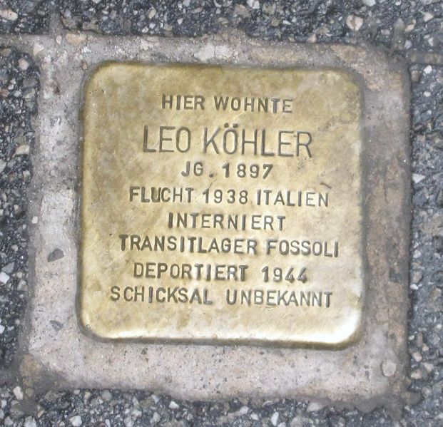 Datei:Stolperstein Leo Köhler.jpg
