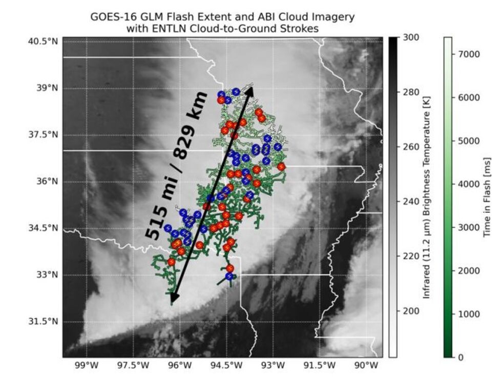 WMO verzeichnet Mega-Blitz von 829 Kilometern Länge